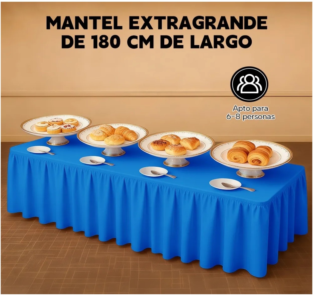 Mantel Bambalina Para Mesa De 1.80x0.73 Azul image number null