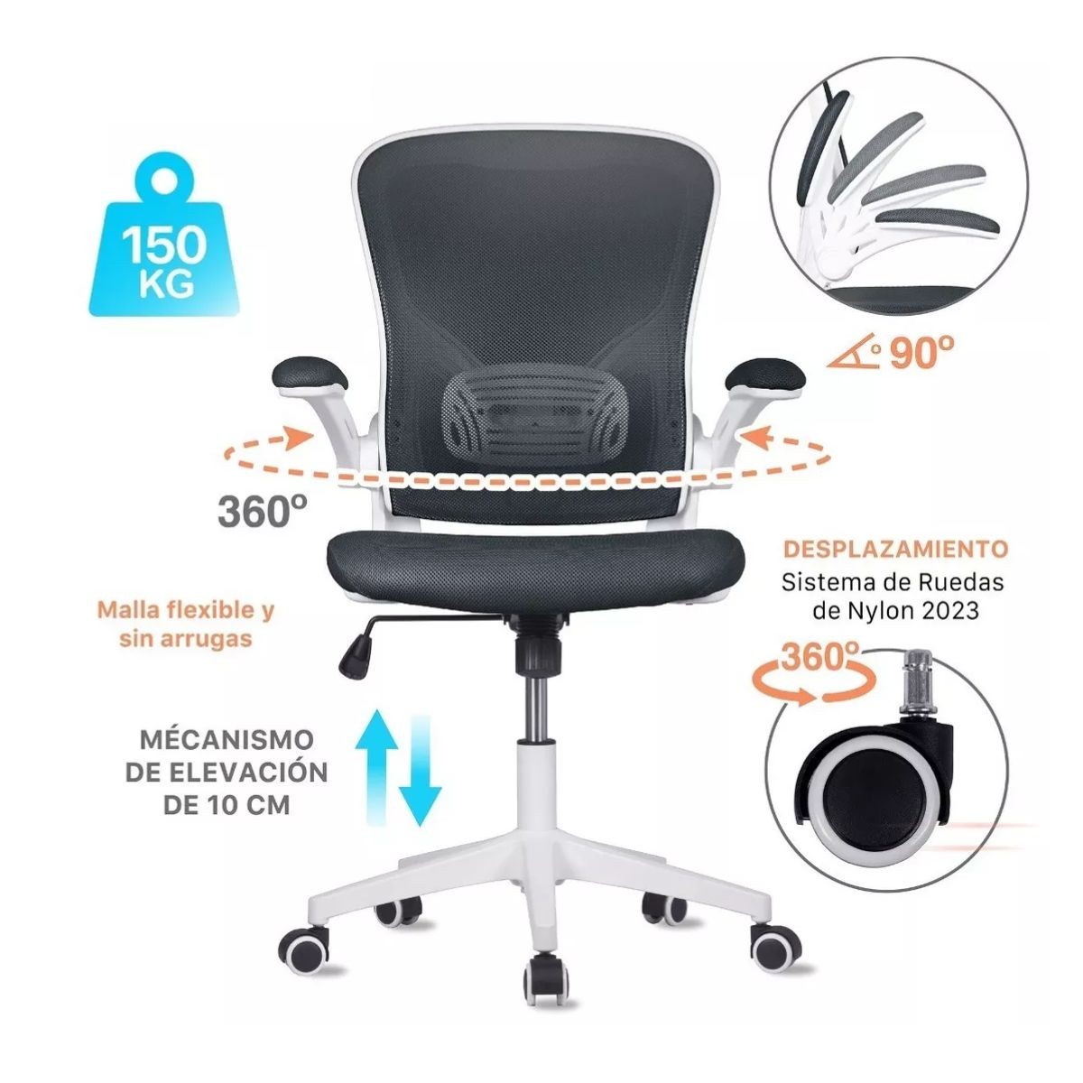 Silla Oficina Ejecutiva De Escritorio Ergon&oacute;mica Color Gris Plata image number null