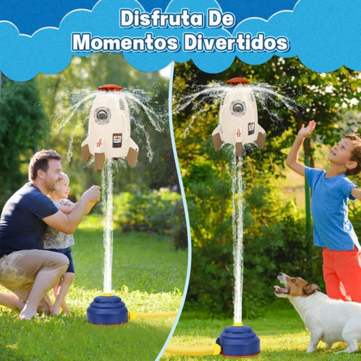 Juguete Para Ni&ntilde;os Rociador De Agua Aspersor Cohete Espacial cafe azul image number null