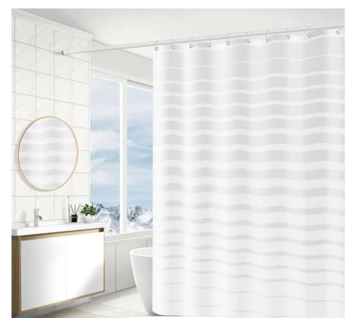 Cortina De Ducha Ba&ntilde;era 180x200 Cm Ba&ntilde;o Cortinas Impermeable Modelo Blanco image number null