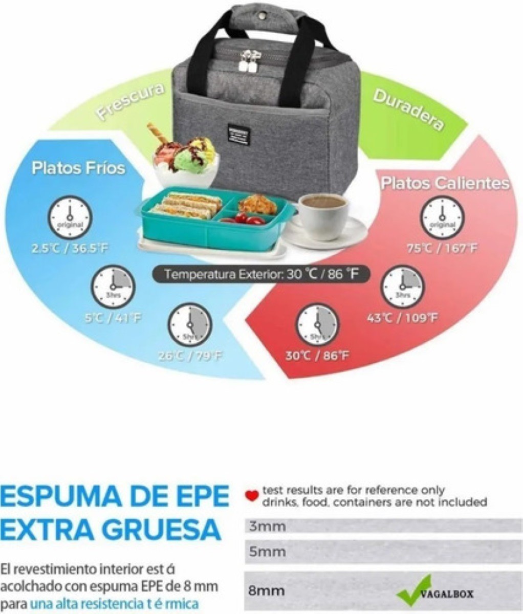 Lonchera Termica gran Capacidad Portatil Gris image number null