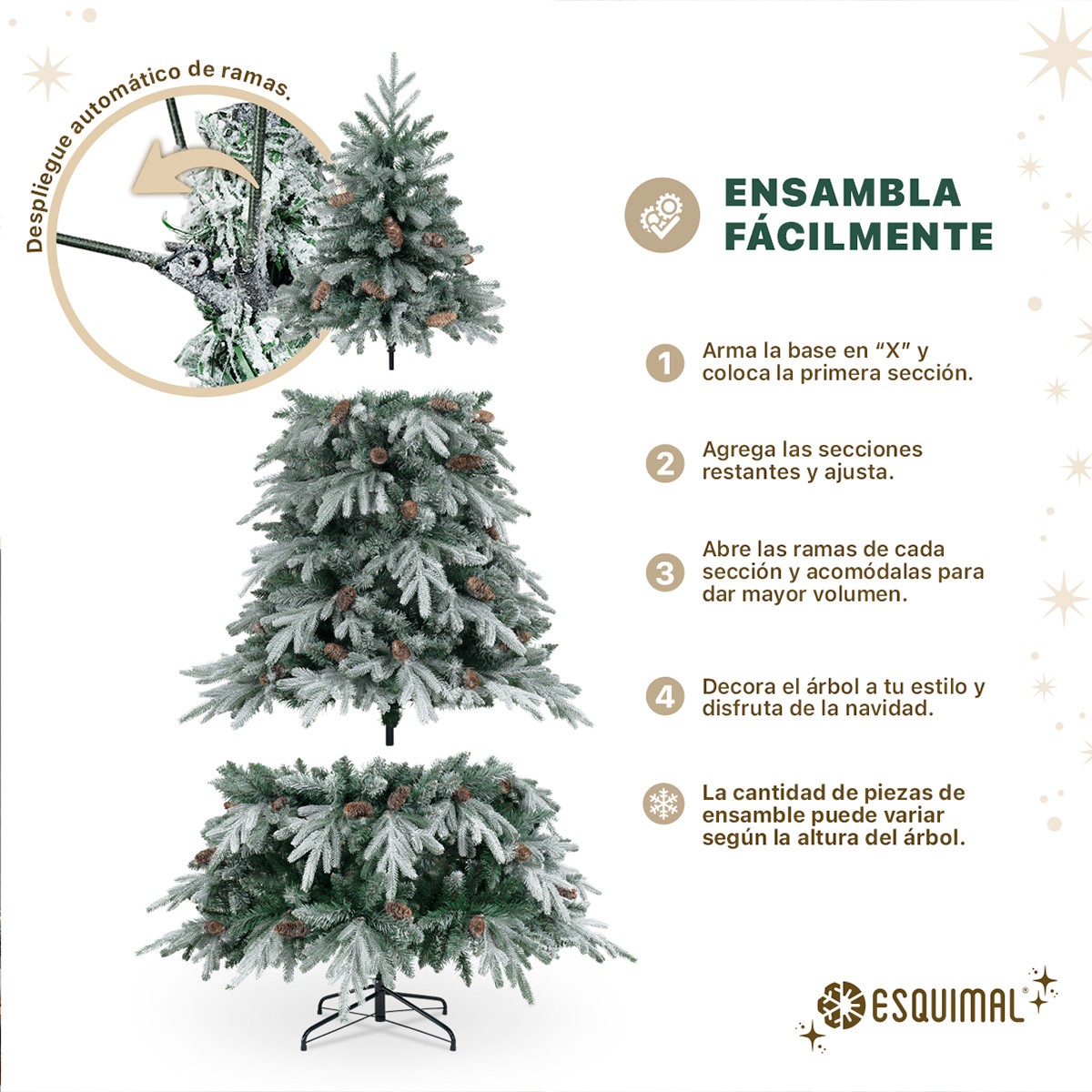 &Aacute;rbol de Navidad Nevado con Pi&ntilde;as 2.5m. 1630 Ramas.Pino Navide&ntilde;o con Nieve Artificial (Verde). Esquimal image number null