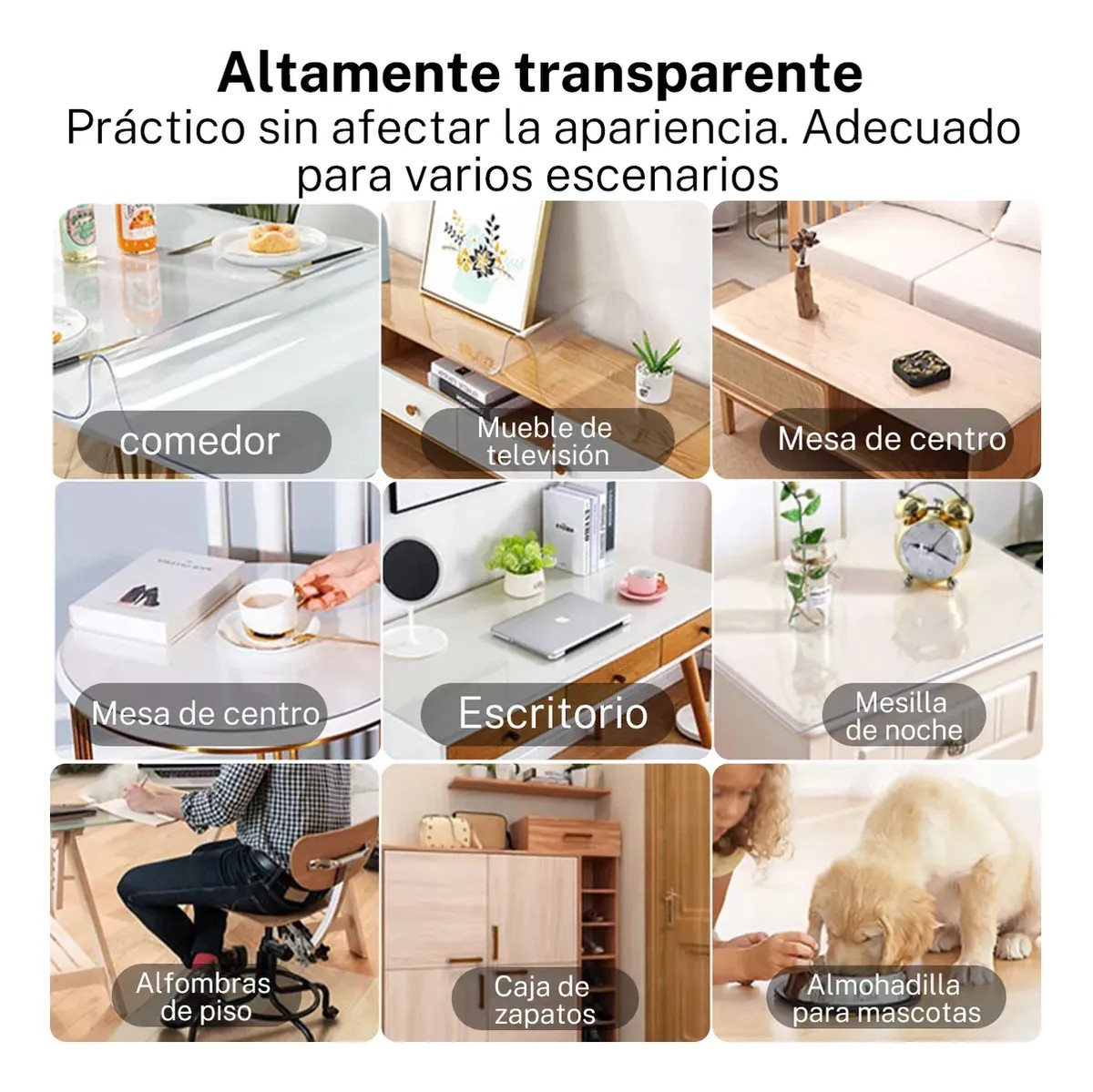 W 1 Protector De Mesa Etechmart, Impermeable, Transparente image number null