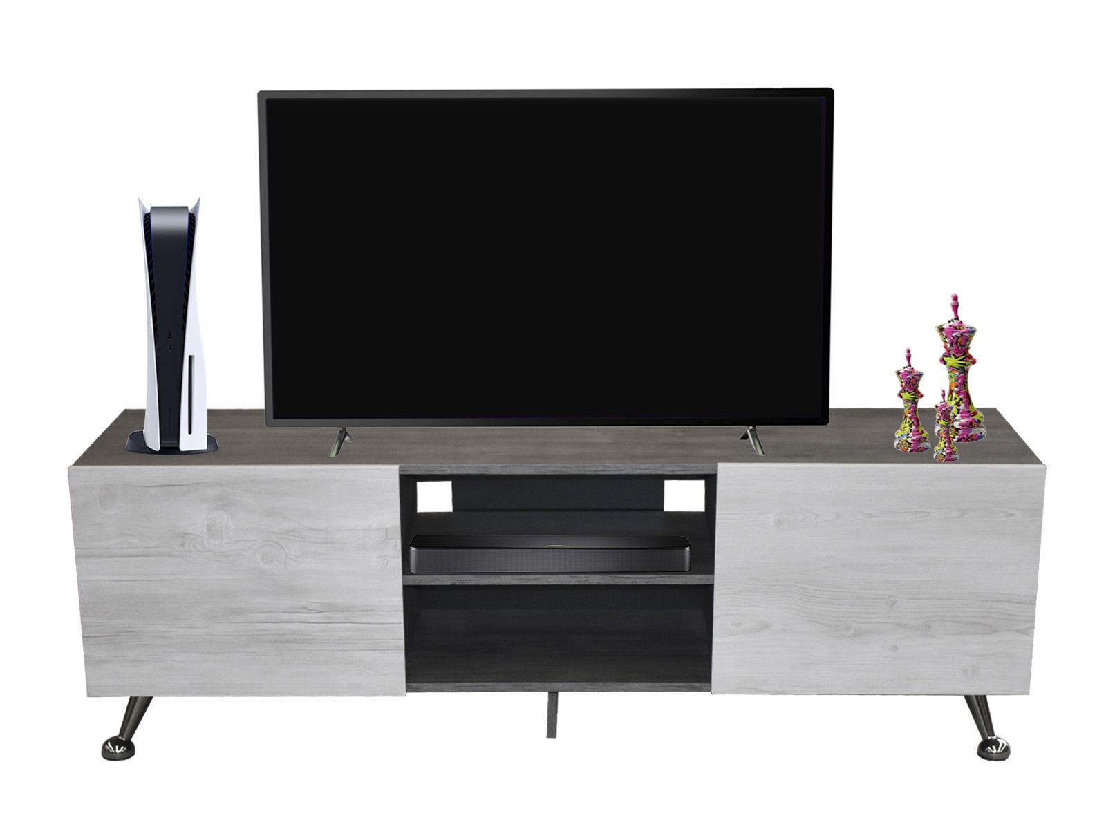 Mueble para TV de 70" Italy Moderno Hogare Gris Blanco image number null