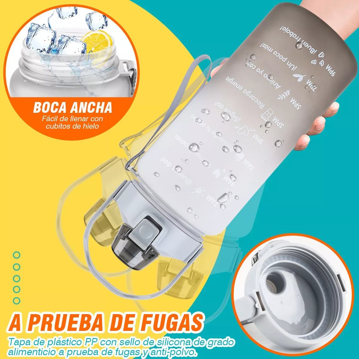 Botella De Agua Deportiva 2 Pack Gran Capacidad 2l Y 800ml image number null