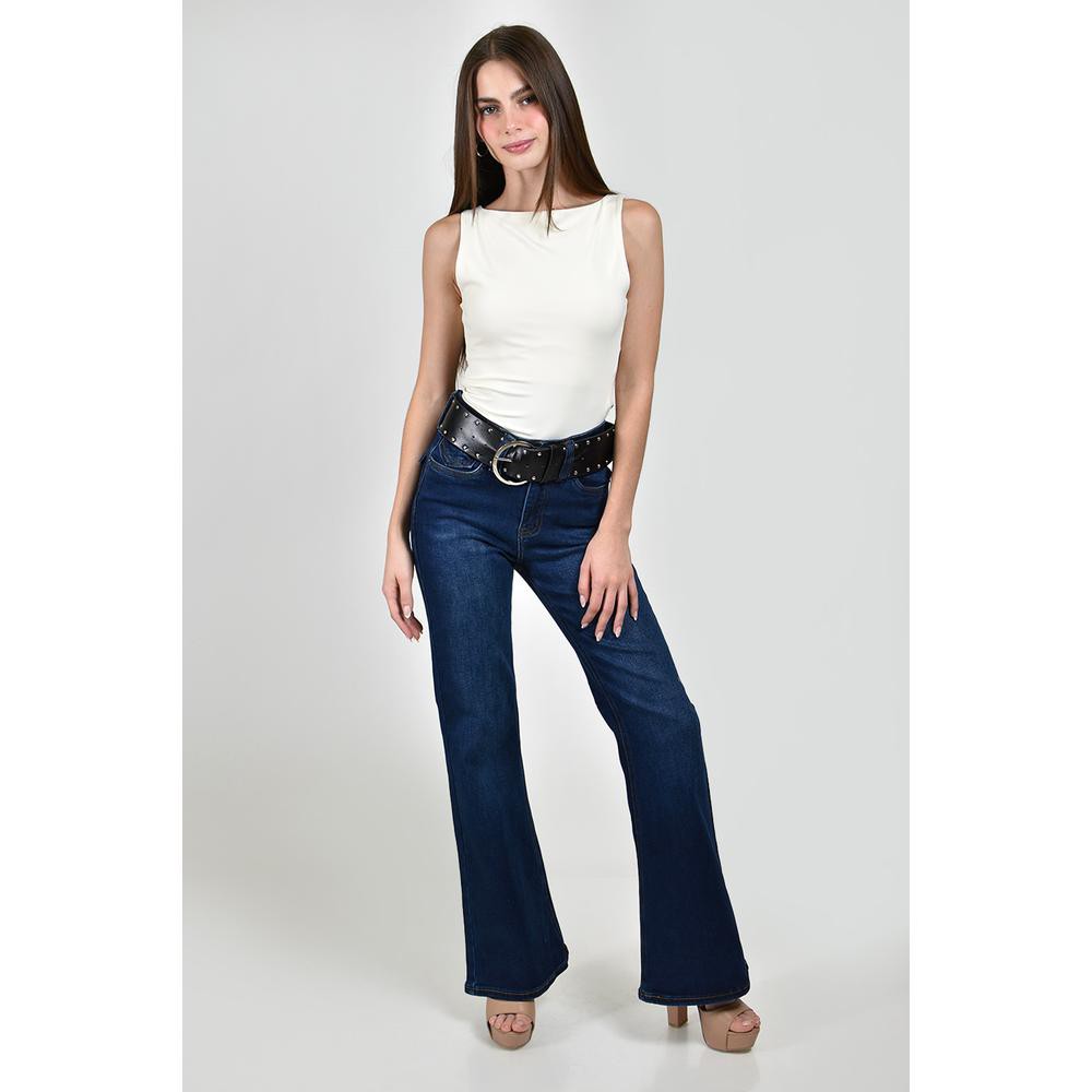 Jeans acampanados con cinto /Juvenil, 2100 (Azul dark) image number null