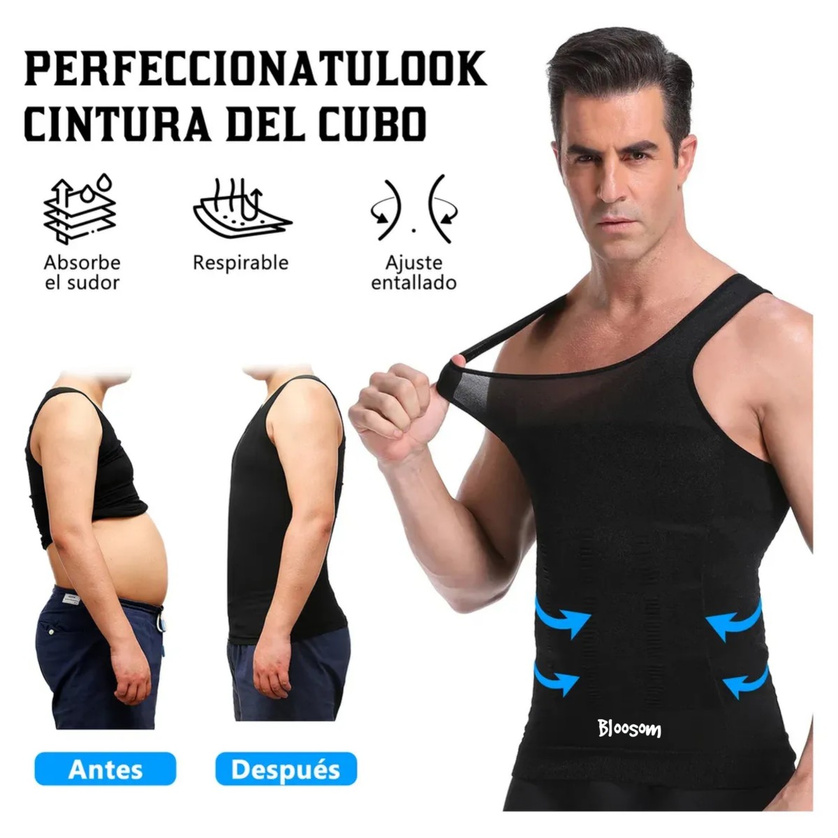 Kit 3pzs Playeras Faja Reductora Moldeadora Para Hombre Blanco Talla M image number null