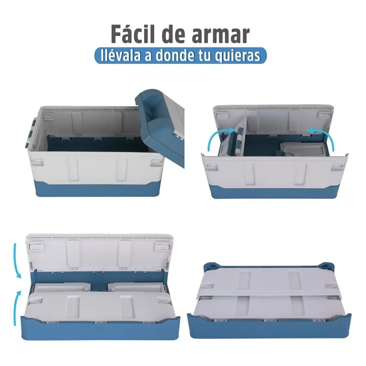 Caja Almacenamiento Plegable Organizador Con Tapa 41 Litros Azul/Blanco image number null