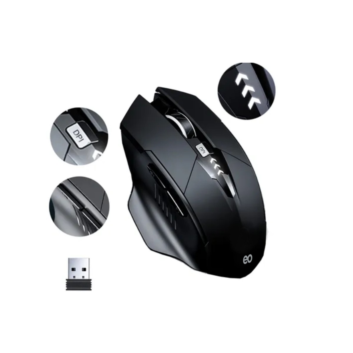 Mouse Inal&aacute;mbrico Bluetooth/2.4g 3Modos Recargable Gamer Negro image number null