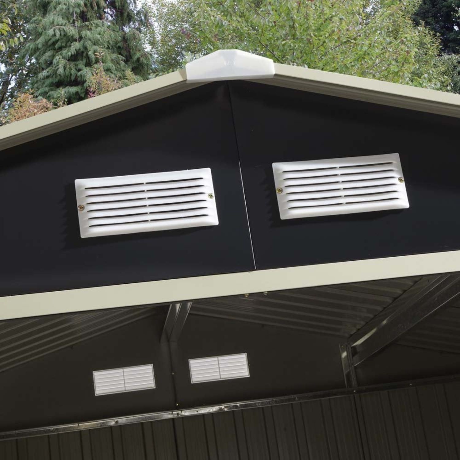 Bodega Cobertizo Exterior Ultra de Metal 277 x 195 x 203 cm Color Gris Oscuro image number null