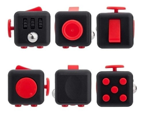 "Fidget Cube - Juguete Anti Estr&eacute;s negro con rojo " image number null