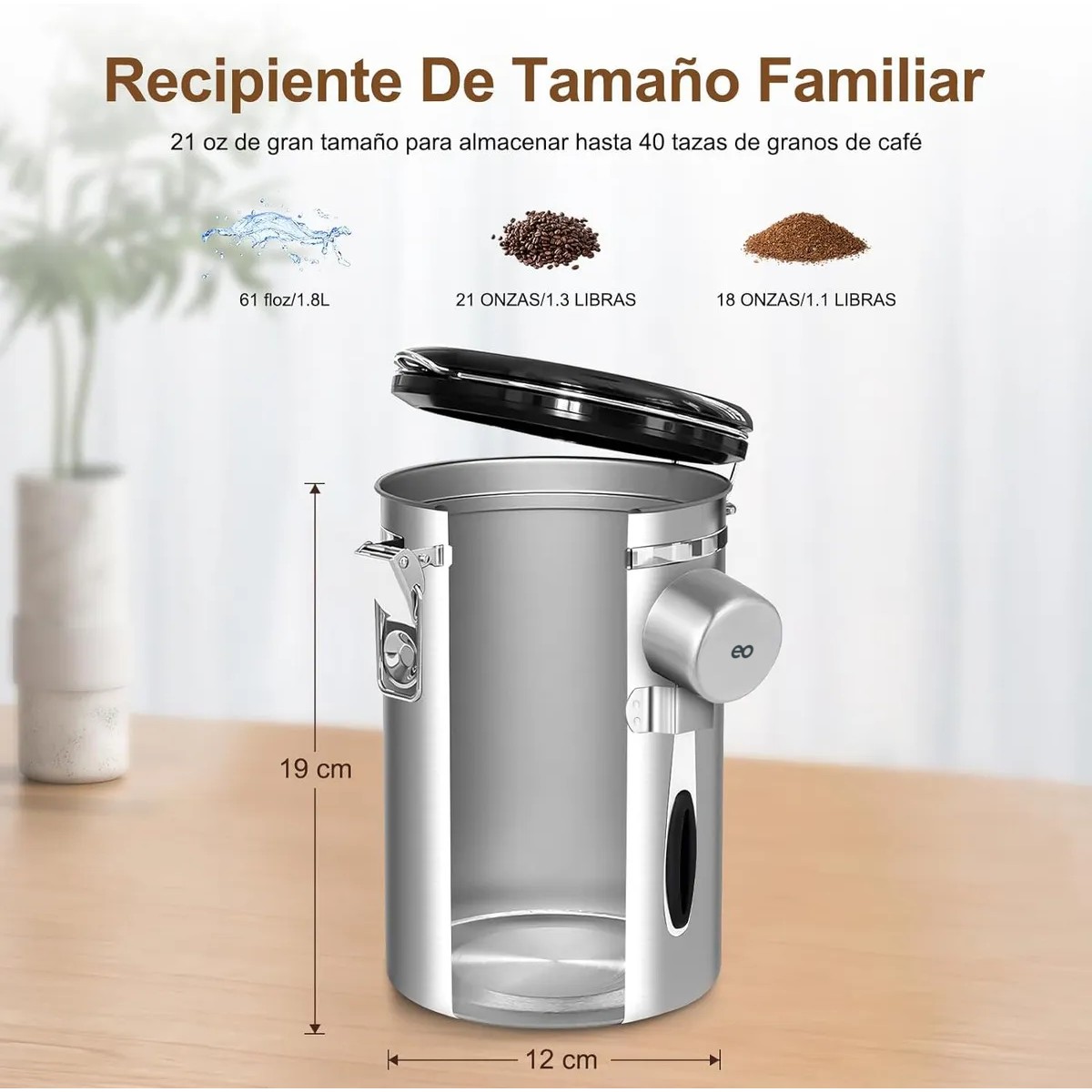 Bote Herm&eacute;tico Para Caf&eacute;, Lata De Caf&eacute; Sellada Plateado image number null