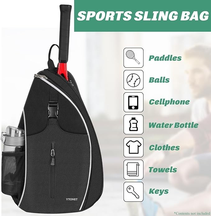 A Ytonet Bolsa de Tenis, Mochila Padel Resistente al Agua Raquetero, Cruzada Mochila Tennis Bag para Hombres y Mujeres, para Raquetas B&aacute;dminton, Squash, Pickleball, Pelotas y Otros Accesorios Deportivos. image number null