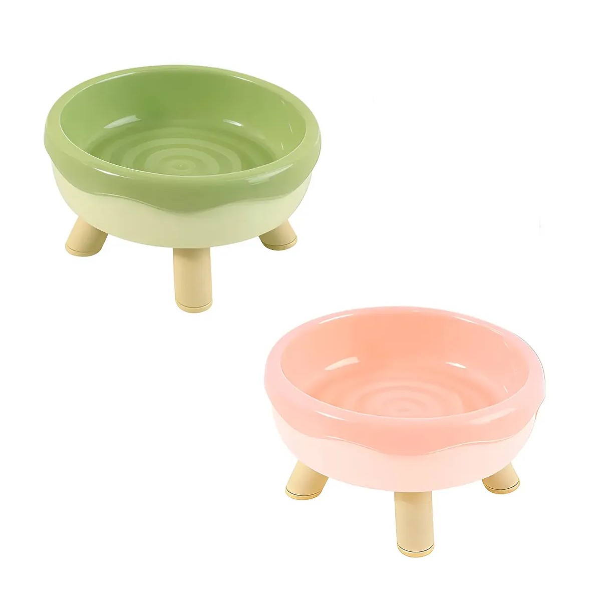 Comedero Elevado Para Mascotas Verde-Rosa 2 Piezas image number null