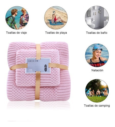 "4 Pcs Juego Toalla Ba&ntilde;o,lana Coral Suave De Alta Densidad Cielo Azul y Rosa ". image number null