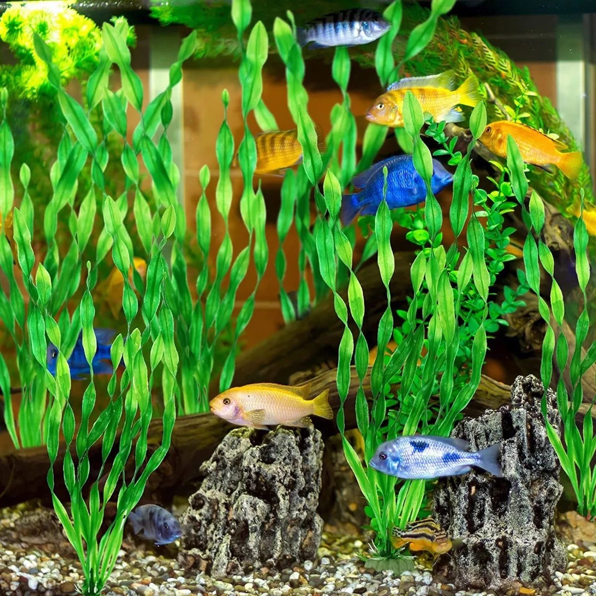 Kit 23 Pcs Plantas Artificiales Decorativas Acuario Pecera image number null
