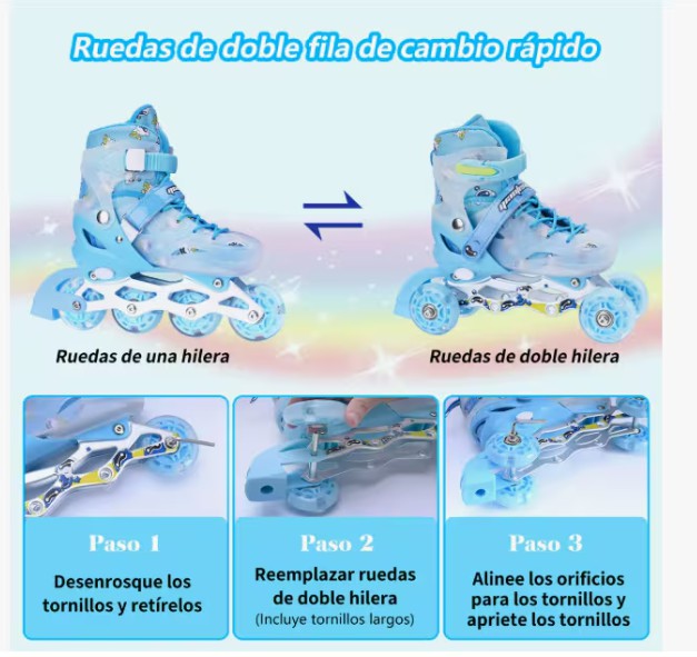 Patines Ajustable Color Azul Para Ni&ntilde;os S image number null