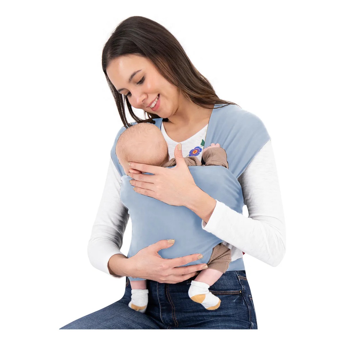 Rebozo Fular Bebe Elastico Ergonomico Azul cielo image number null