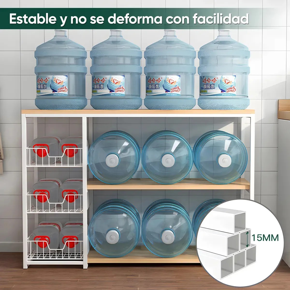 Mueble Organizador Cocina Estante Microondas Despensa Horno Naranja Claro image number null