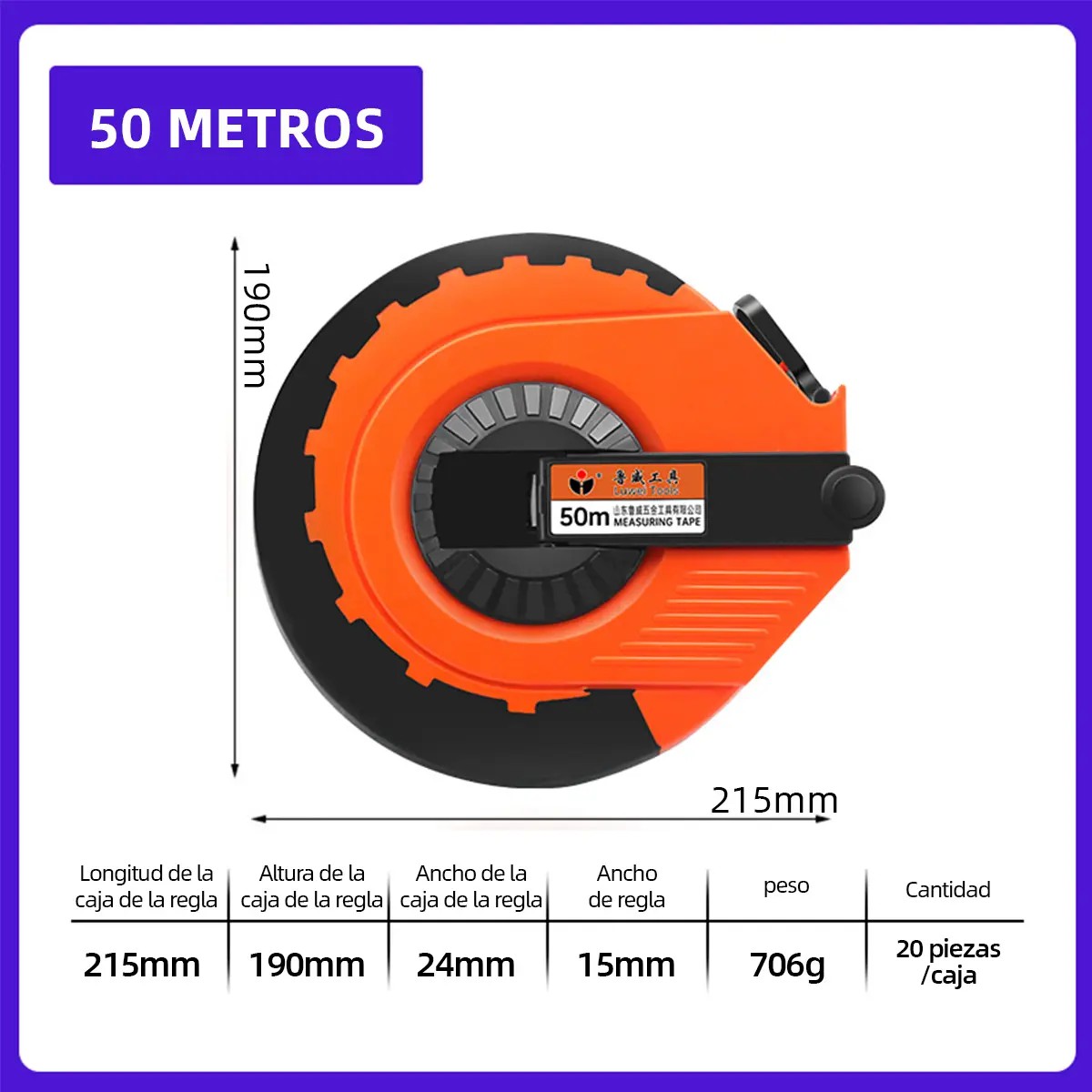 Cinta Metrica De Fibra De Vidrio 50 Metros image number null