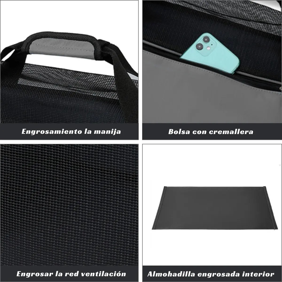 Transportadora Mascota Bolsa Port&aacute;til NEGRO GRIS image number null
