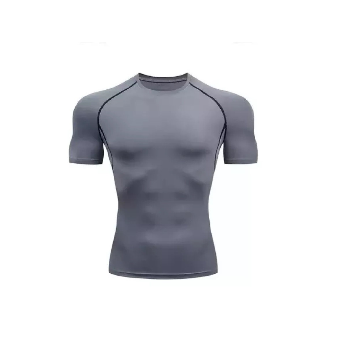 Playera Licra Deportiva Compresi&oacute;n Correr Manga Corta Gym M Gris image number null
