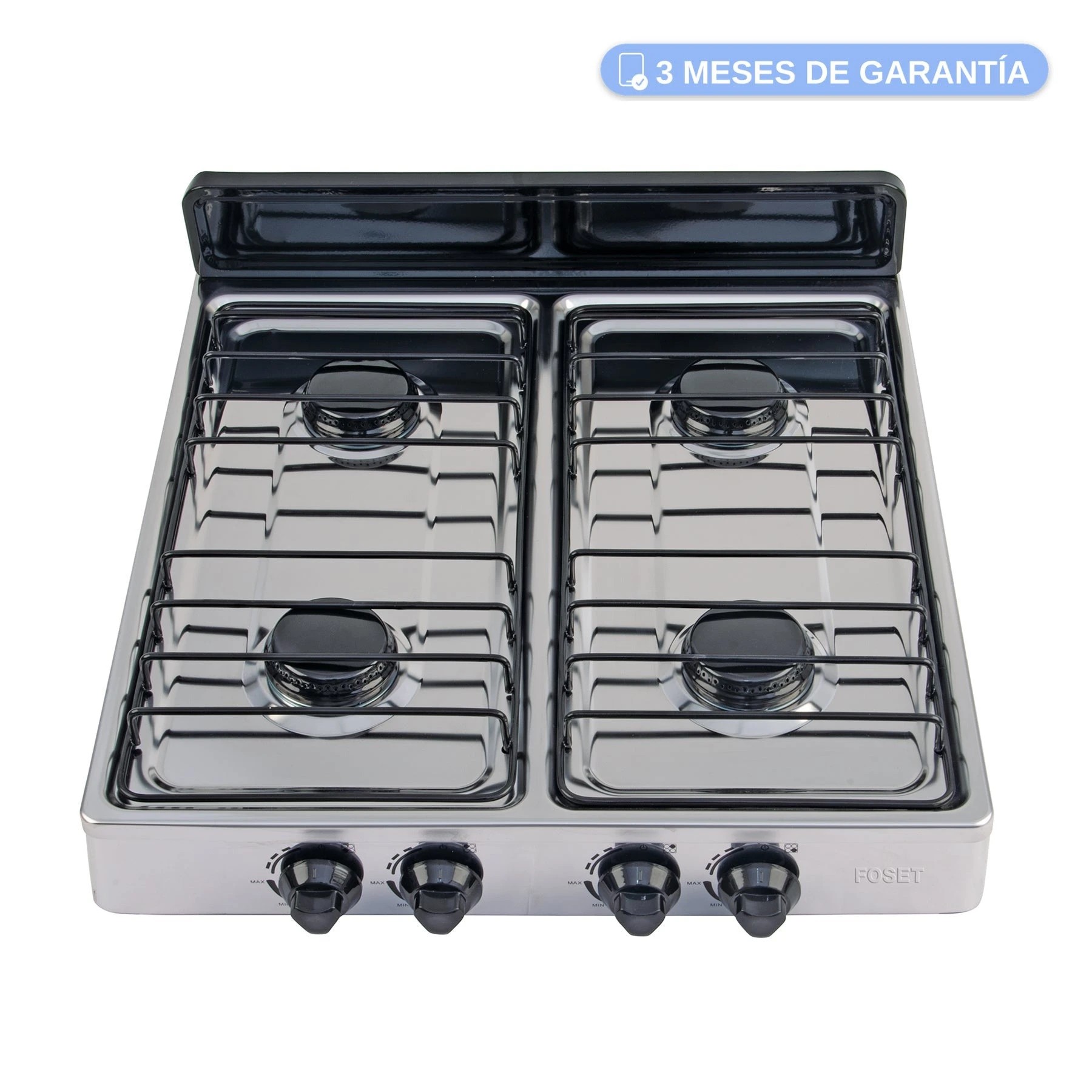 Parrilla de gas LP Foset 4 quemadores encendido manual acero inox image number null