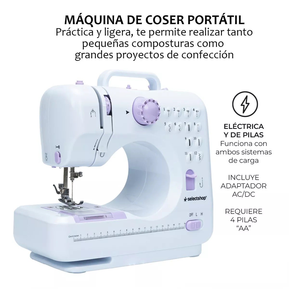 Maquina De Coser Portatil Electrica Mas Kit Costura Y Pedal Color Blanco SelectShop image number null
