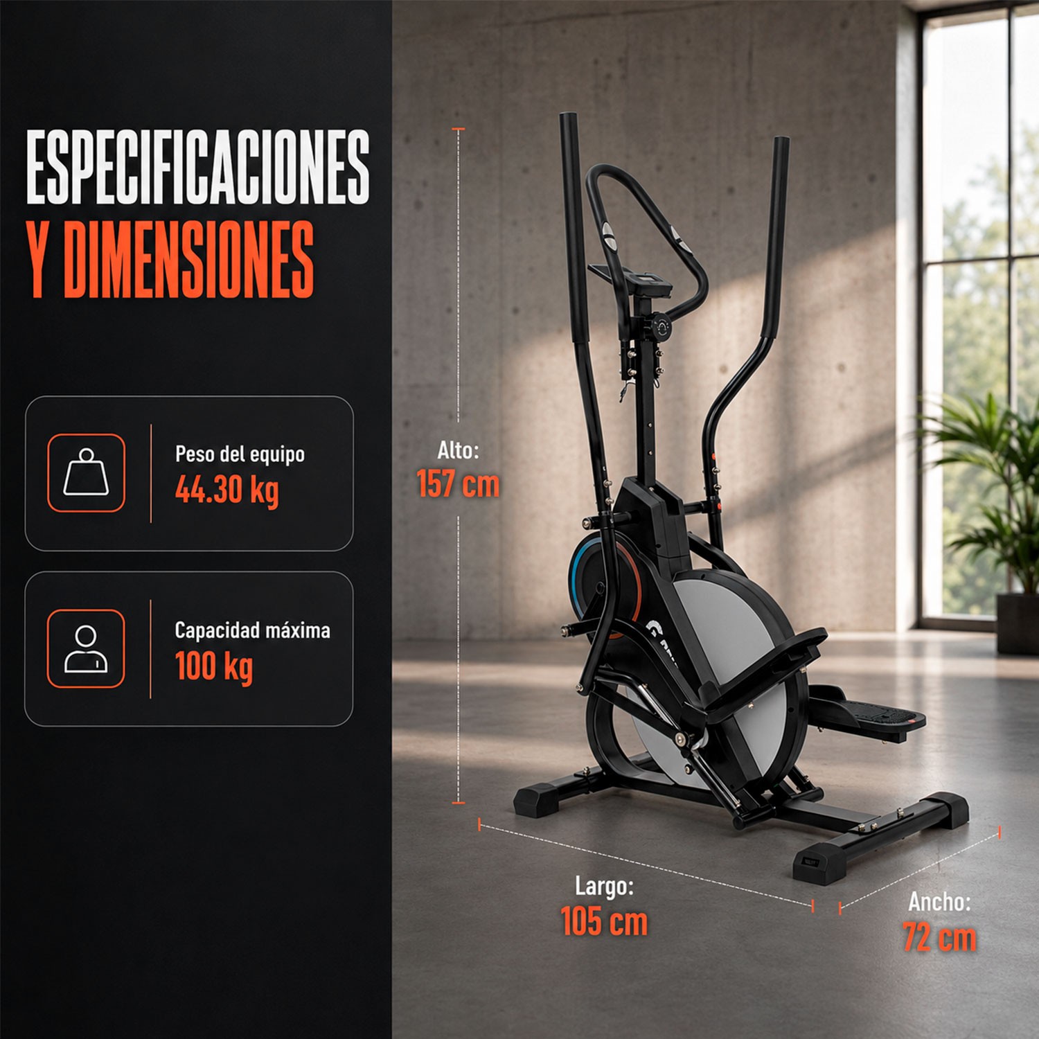 Eliptica Magnetica 3en1 Maquina Escaladora 200 Kg 8 Niveles Negro Centurfit image number null