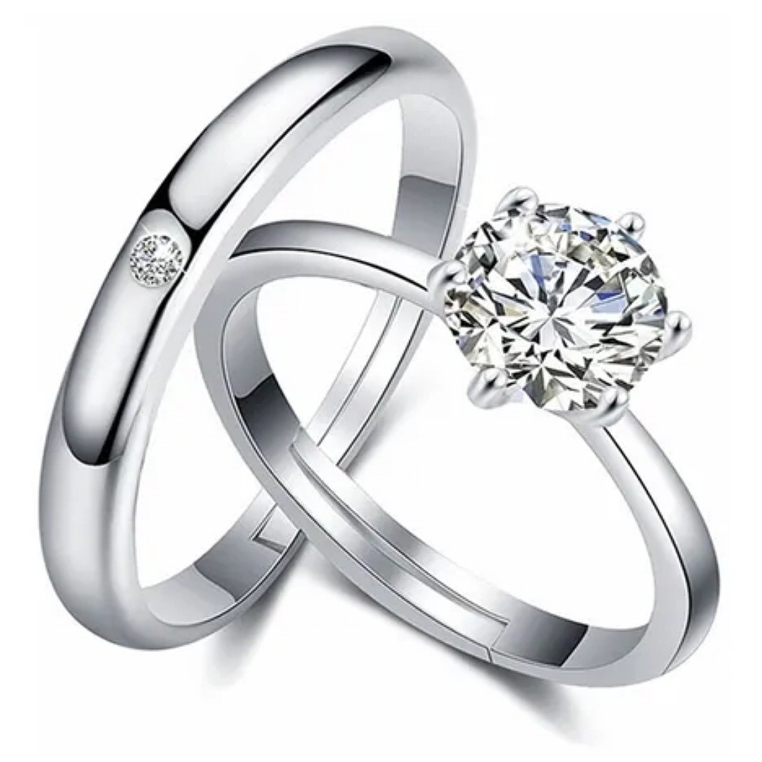 2 Anillos Duo Promesa Plata Fina 925 Amor Parejas image number null