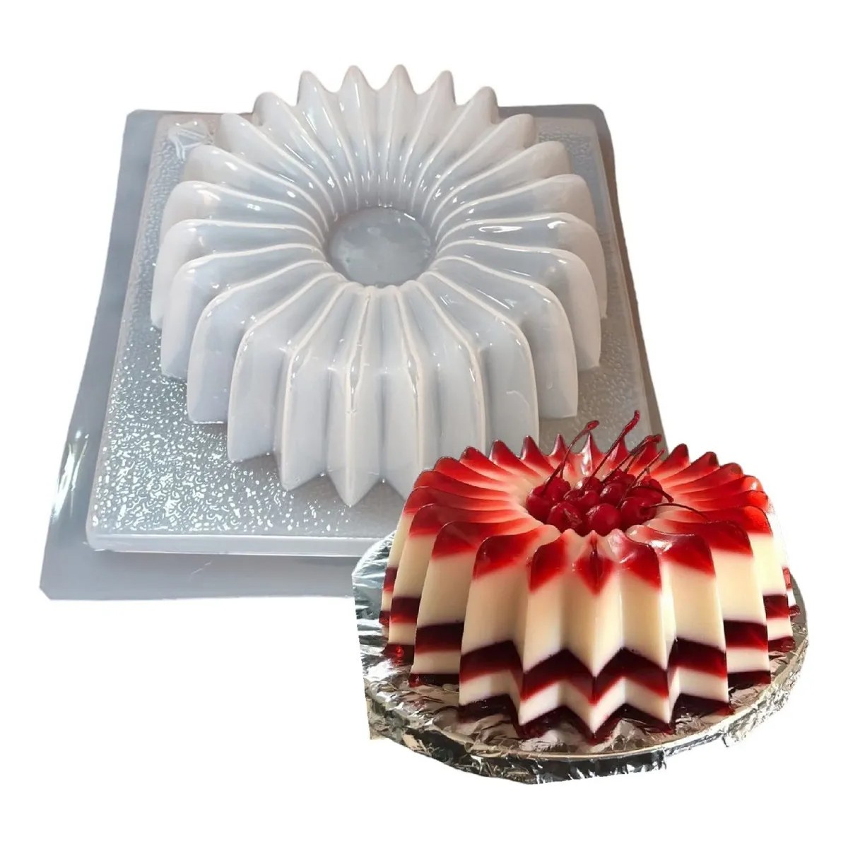 Kit 3 Moldes Gelatina De Dise&ntilde;o Rehilete, Panal Y Acorde&oacute;n Blanco image number null