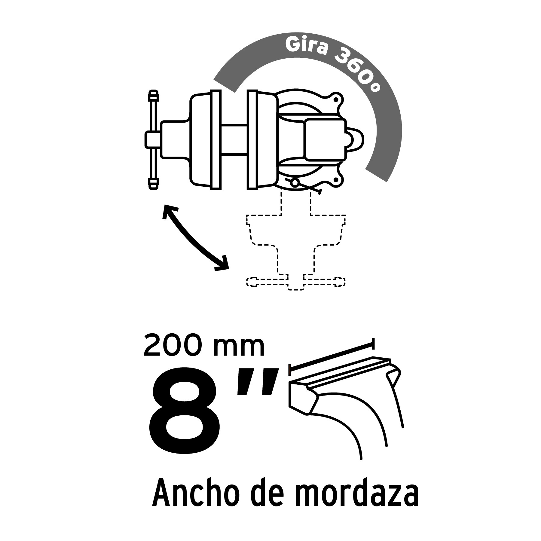 Tornillo de banco 8 pulgadas de hierro gris, Pretul image number null