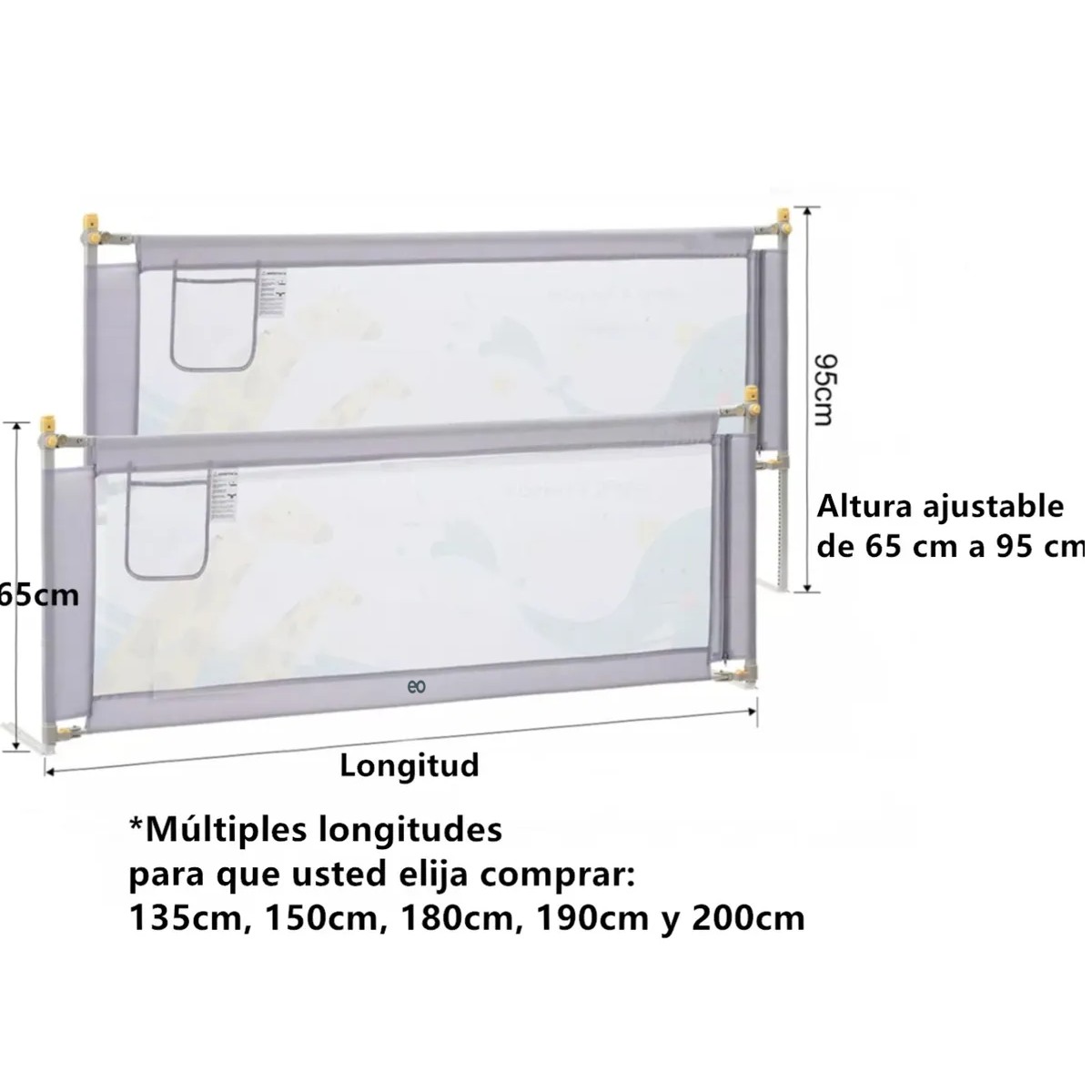 Barandal Protector De Cama Pare Infantil Bebe Ni&ntilde;os Animal Zoo 200x95cm image number null