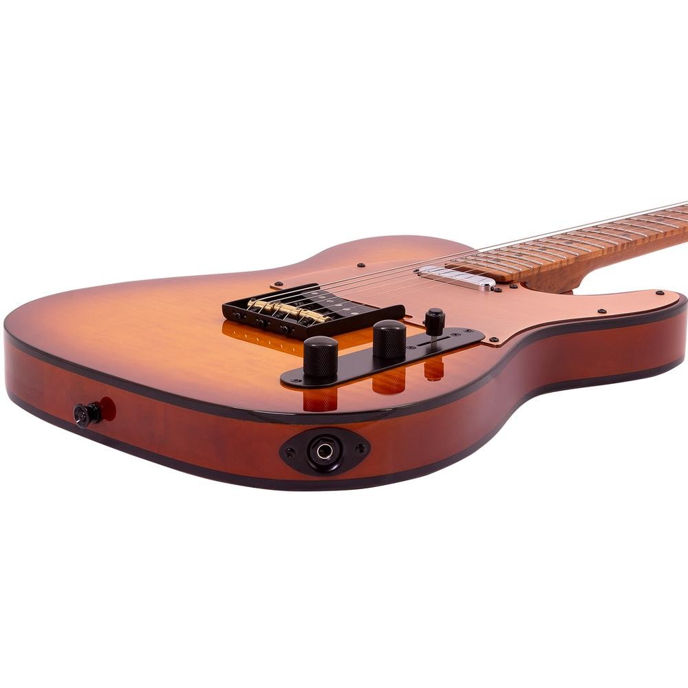 Guitarra El&eacute;ctrica Serie Unique Color Amarillo Atigrado con Case SKY - TY BABILON image number null