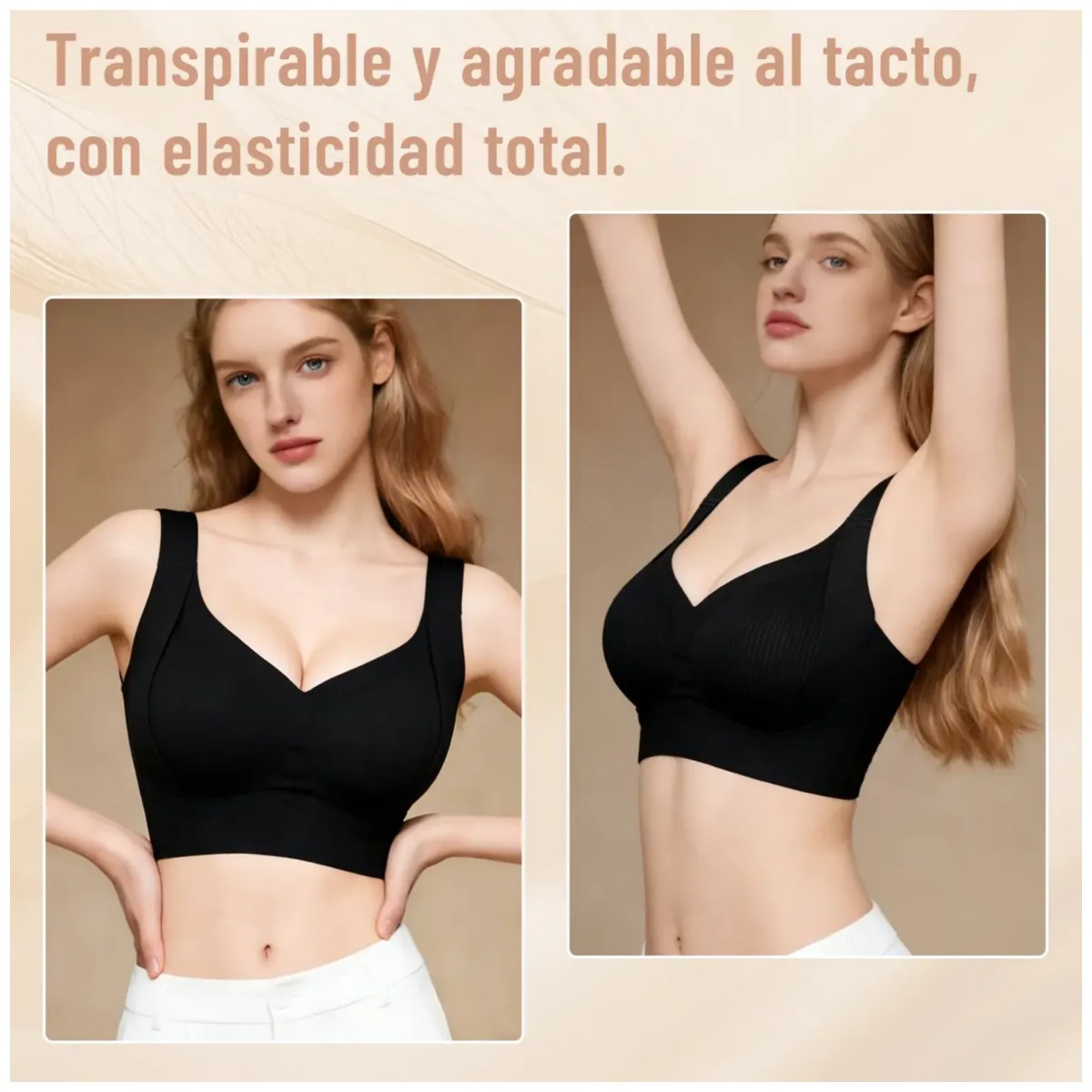 Brassieres Push-up Sin Varillas 2 negro 2 piel Talla L 4 Piezas image number null