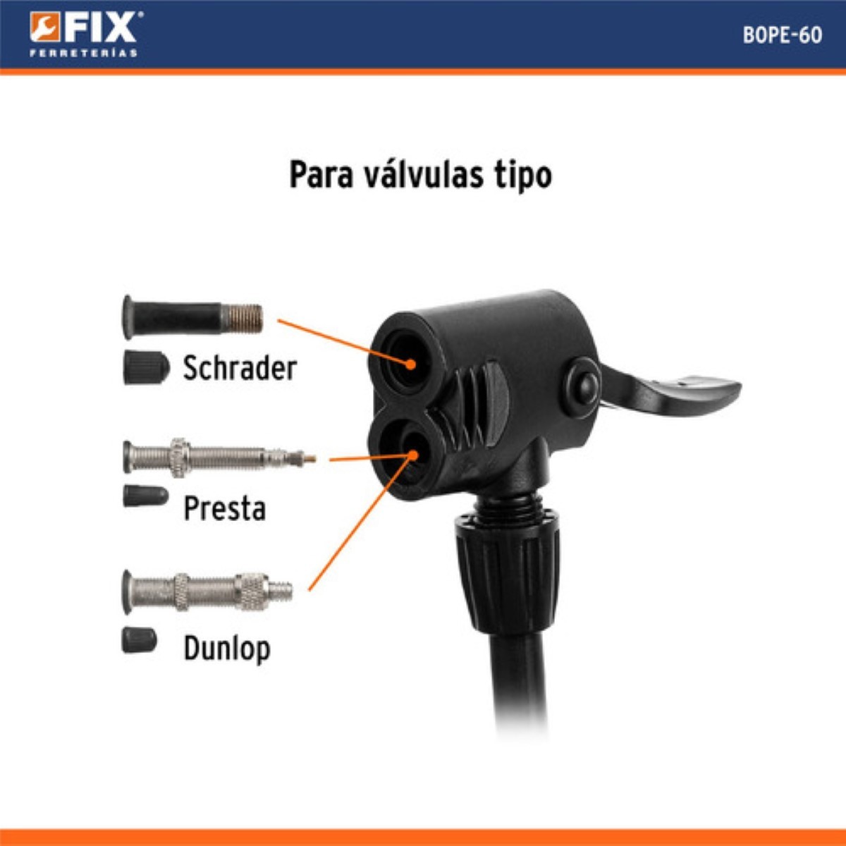 Bomba Para Inflar Balones Llantas De Pedal C/valvulas Naranja image number null