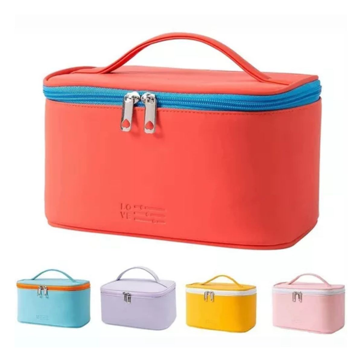 Bolsa De Maquillaje Cosm&eacute;ticos Viaje Organizador Impermeable Rojo image number null