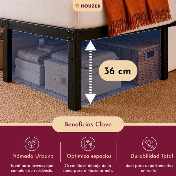 Base Cama Individual Plegable Acero Resistente 300kg Hogar Negro Houzer image number null