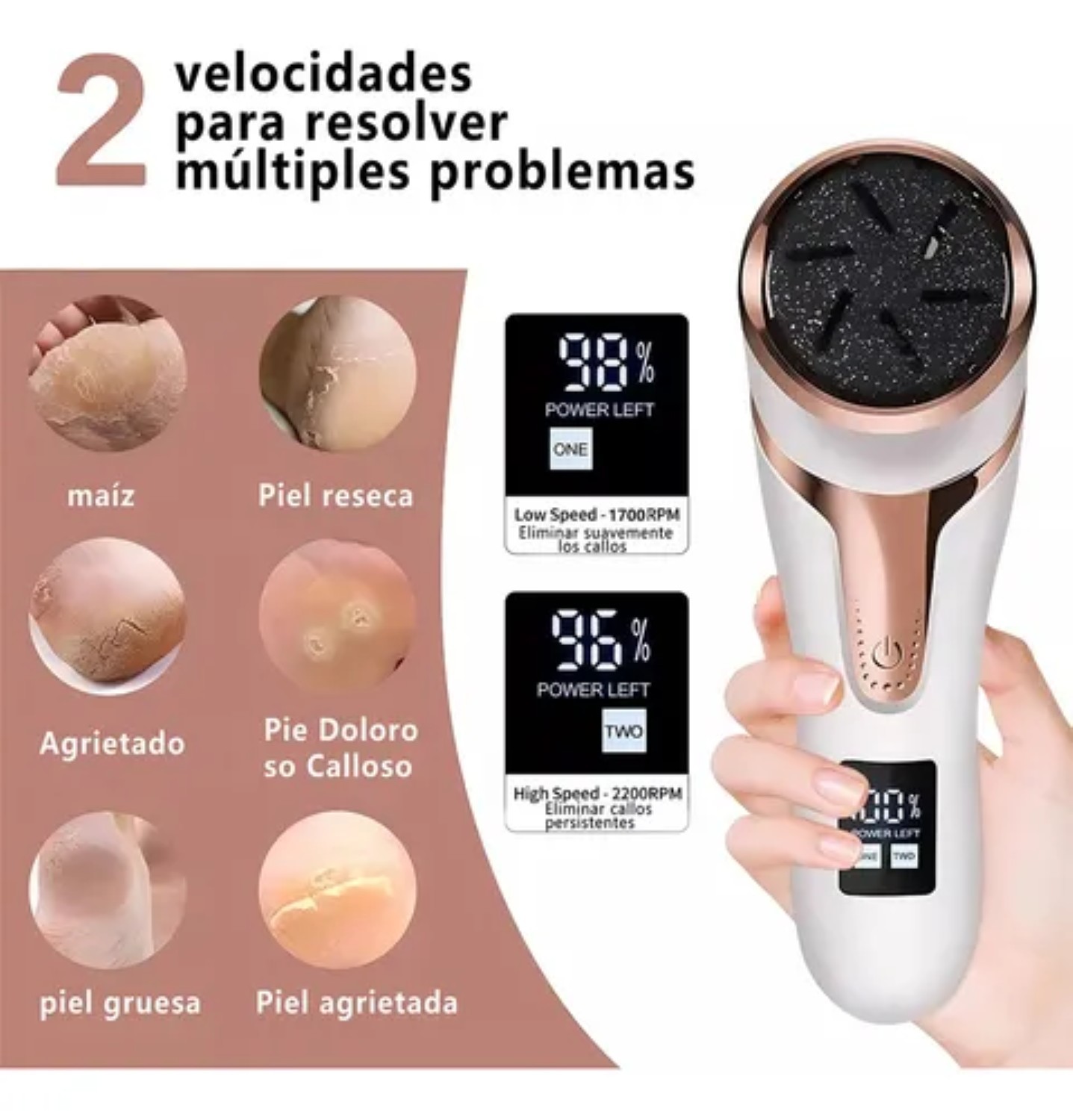 Removedor De Callos Electrico 25 Piezas Blanco Dorado image number null