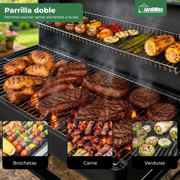 Asador Carbon 24 Pulgadas Con Parrillas Altura Ajustable Ahumador Termometro image number null