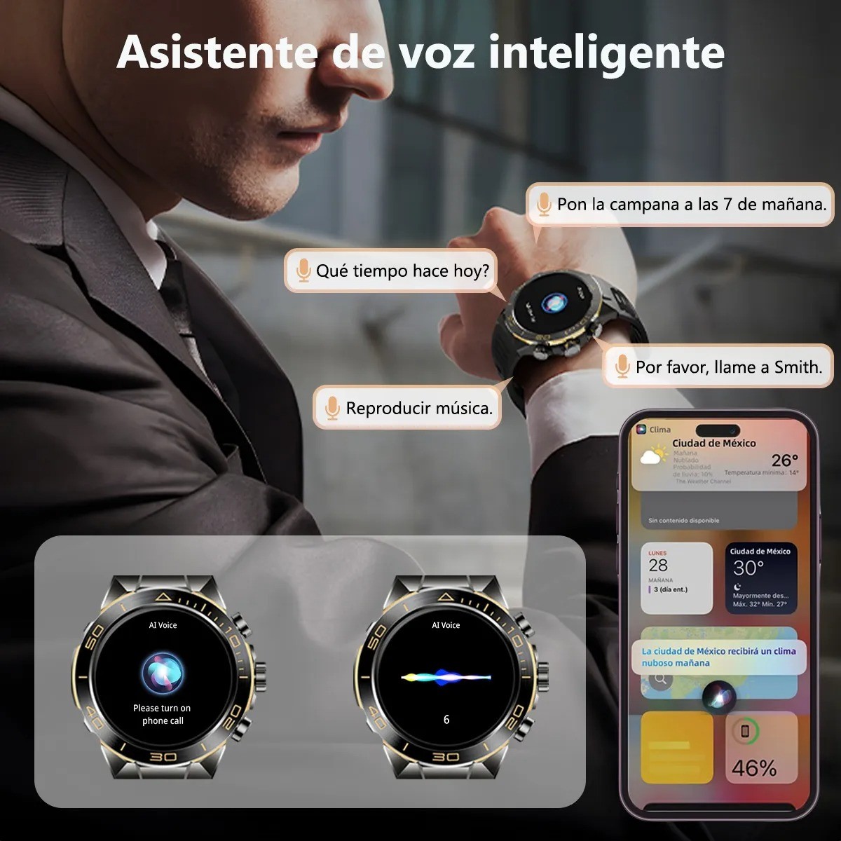 Reloj Inteligente Hombre Amoled Smartwatch Llamada Bluetooth image number null