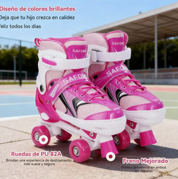 Patines De 4 Ruedas Ajustables Para Ni&ntilde;as Rosa M 21cm-23.5cm image number null