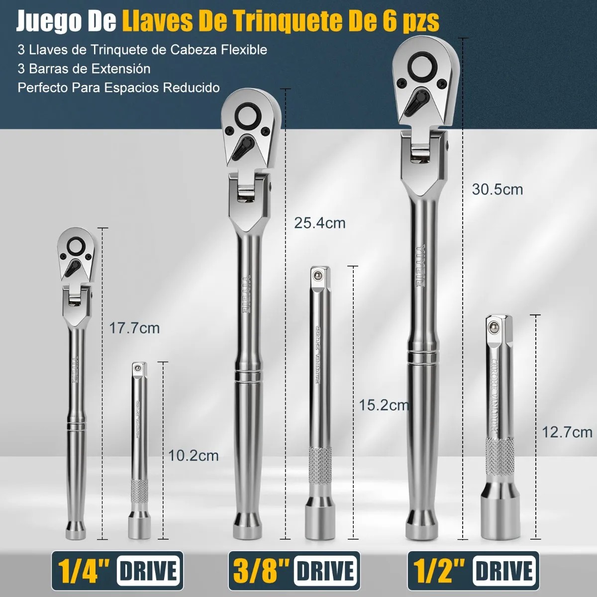 Juego De Trinquetes Matracas Flexible 1/2, 3/8 Y 1/4 Llaves image number null