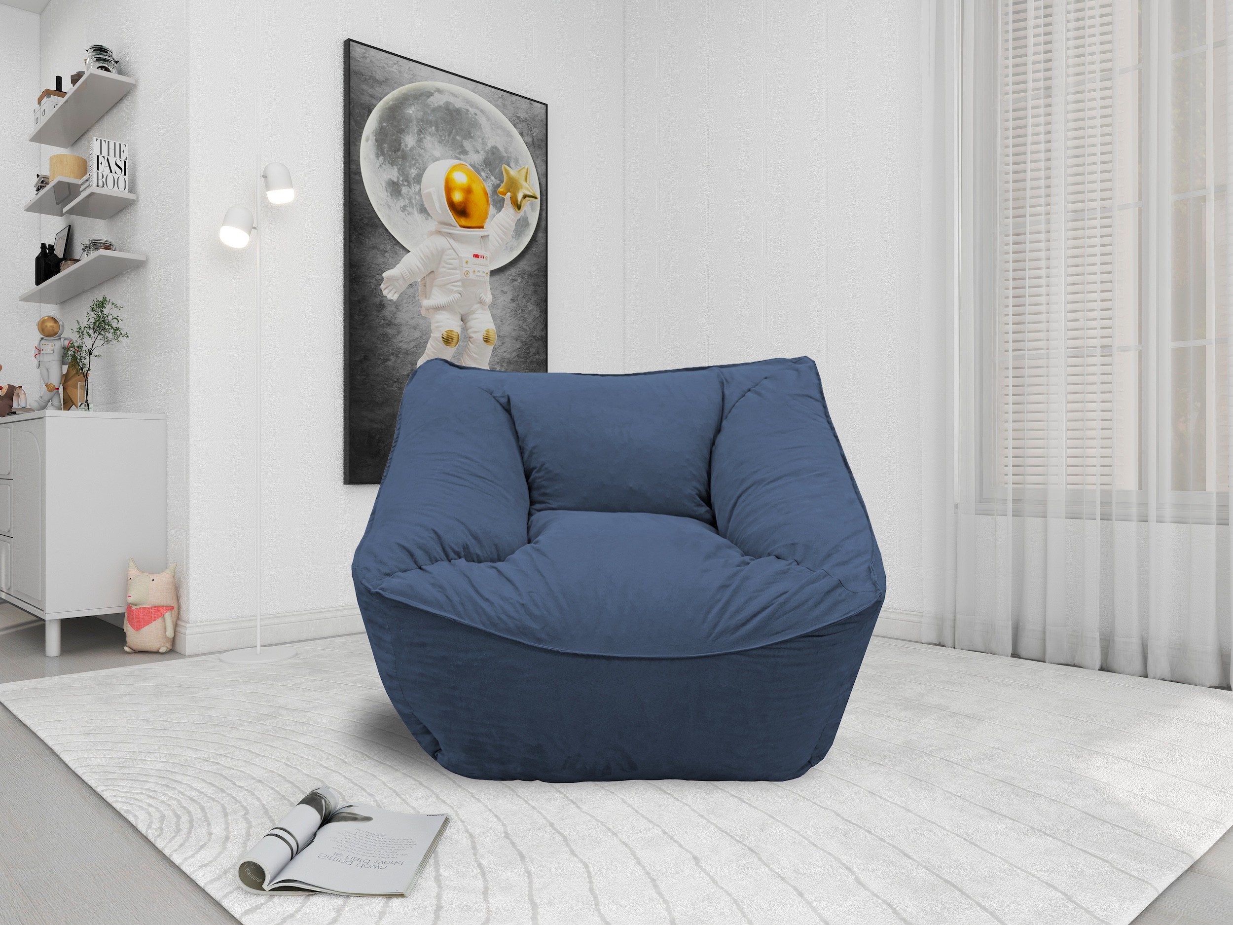 Sillon Puff El Bazar Store Azul Marino, Sillon Ocasional. image number null