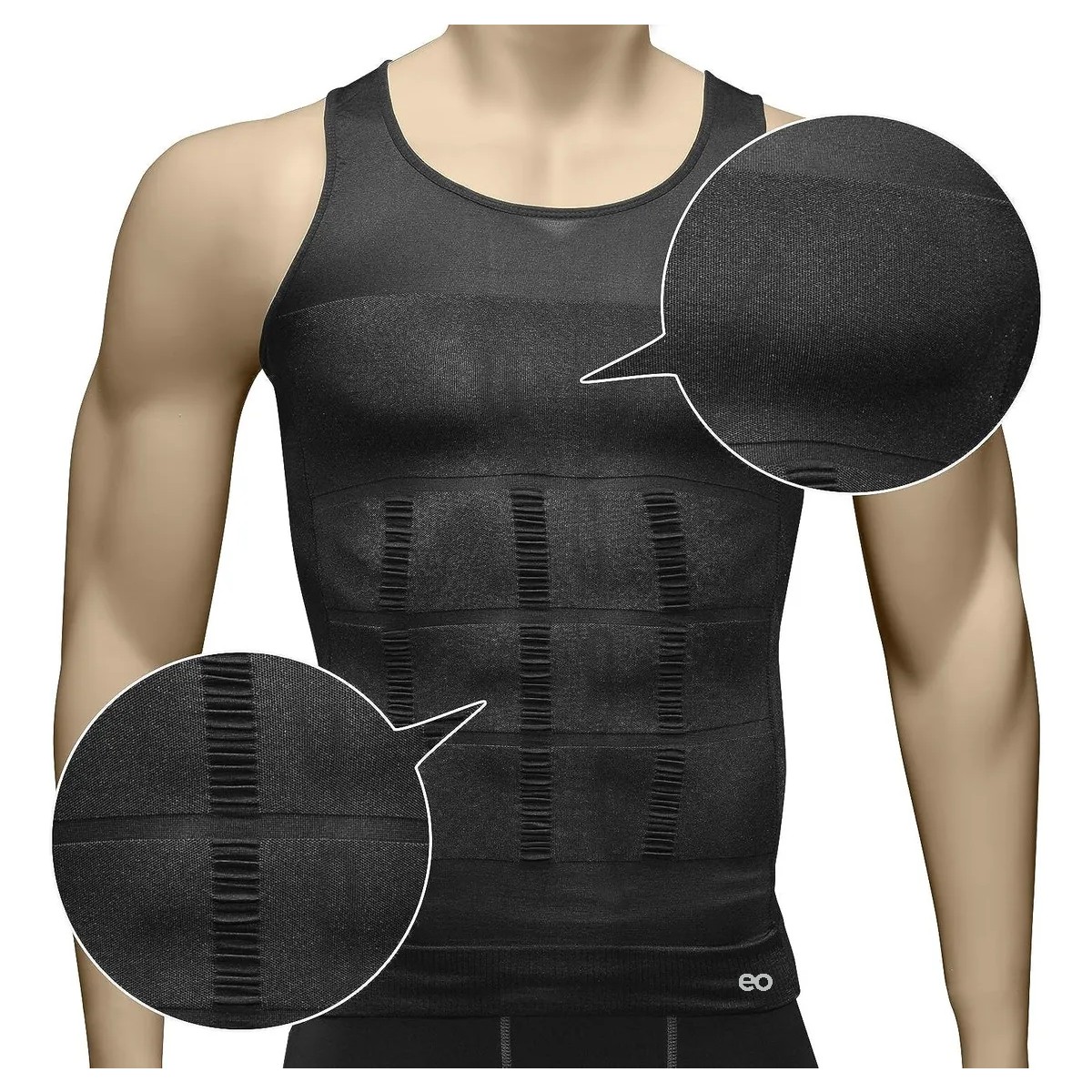 Camisetas Moldeador 5 Pzs Para Hombre Shirts De Compresi&oacute;n Negro Talla: M image number null