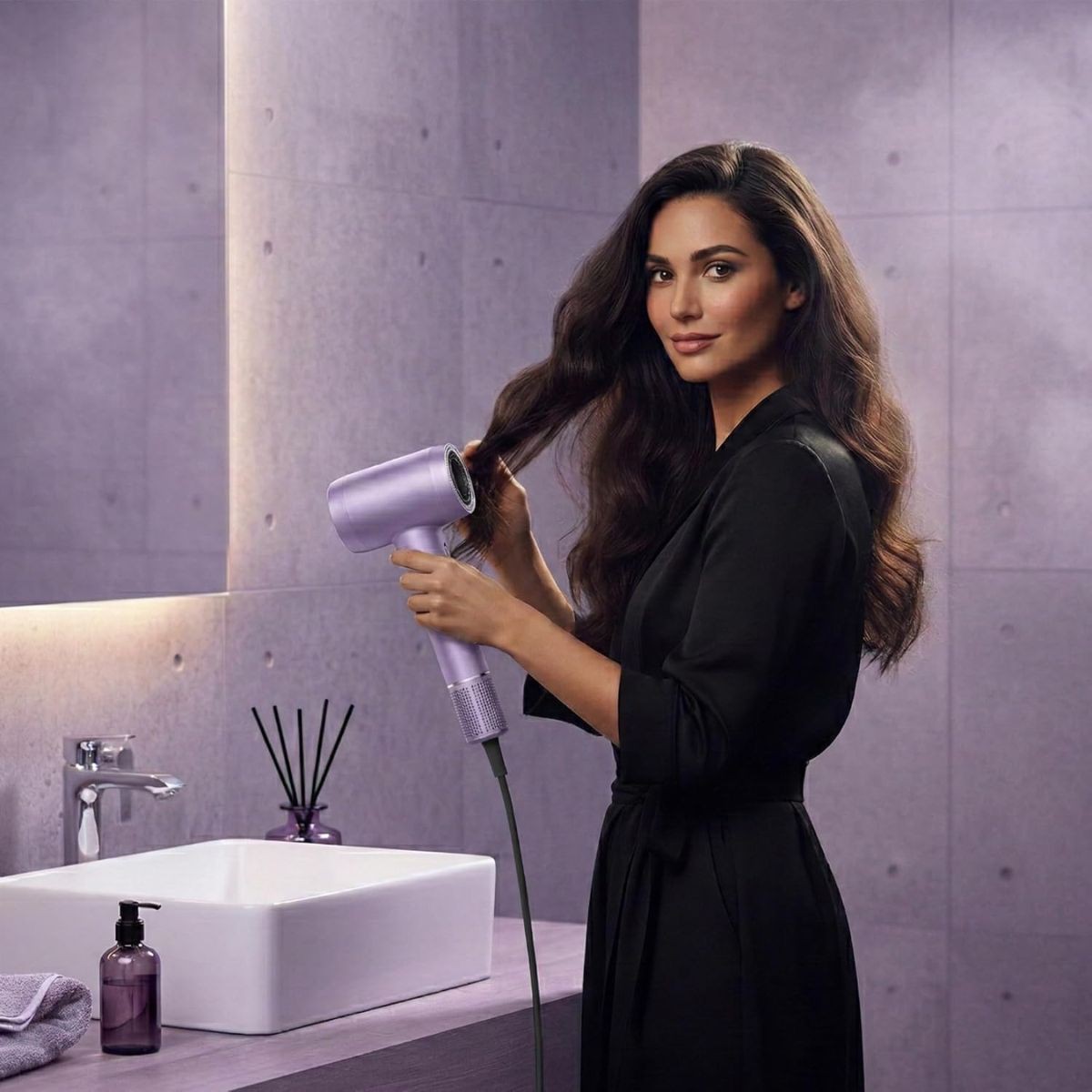 Secadora de Cabello 1500W con Tecnolog&iacute;a I&oacute;nica, 2 Velocidades y 4 Ajustes de Calor, Lavanda, Bluelander image number null