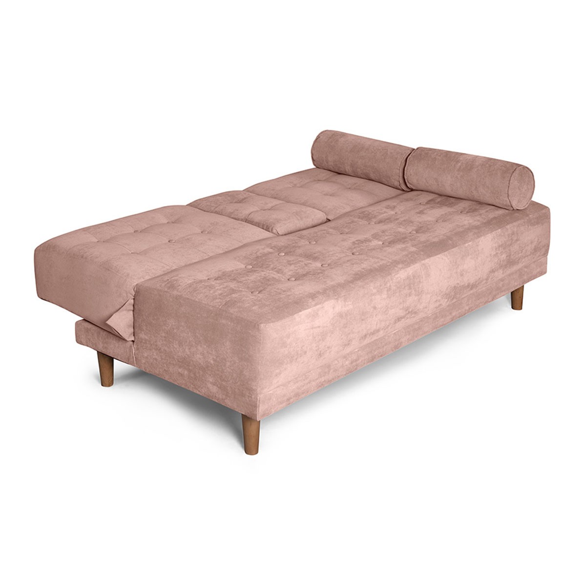 Sof&aacute; Cama Makora Zambroni Rosa Terciopelo De 2 Plazas Con Portavasos image number null