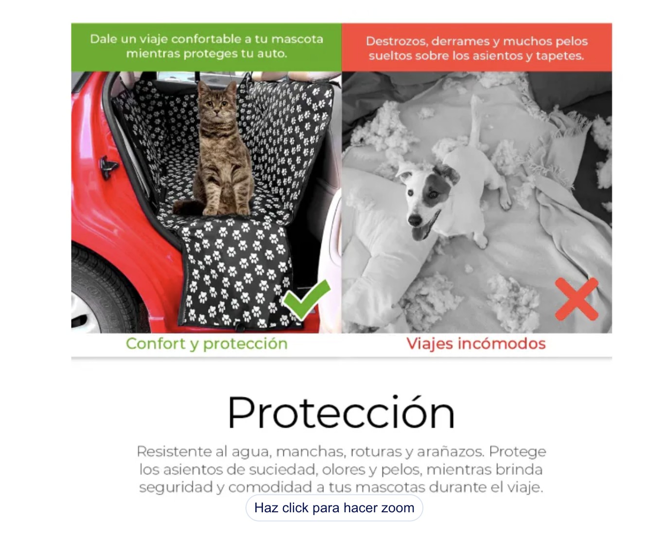 Funda Impermeable Coche Cubre Asiento Mascota Auto Perro Color Negro image number null
