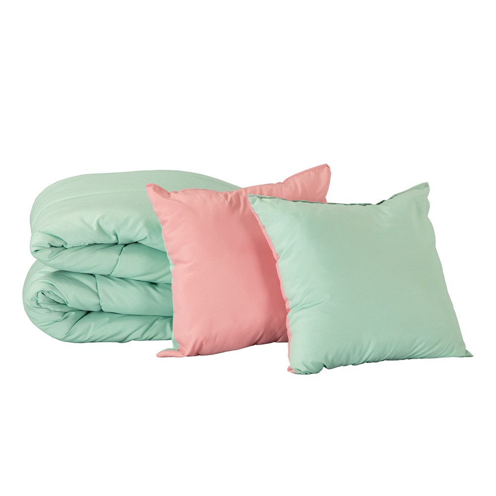 Edred&oacute;n King Size Dicasa Couzy Doble Vista Rosa con Menta con Almohada 2 Pack image number null