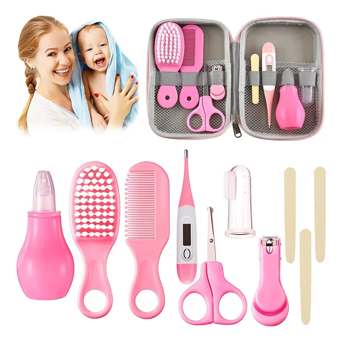 Kit De Higiene Y Cuidado Del Beb&eacute;, Incluye Term&oacute;metro Rosa image number null